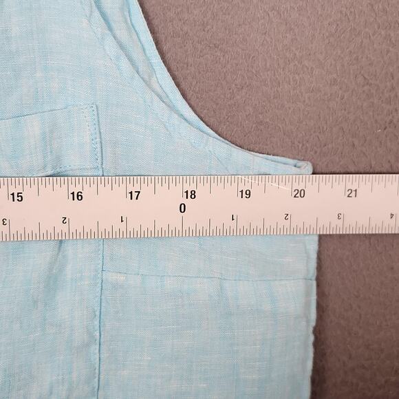 Chico's Linen Shirt Womens Large Size 2 Blue Sleeveless Button Front Tunic Lined - Picture 3 of 12